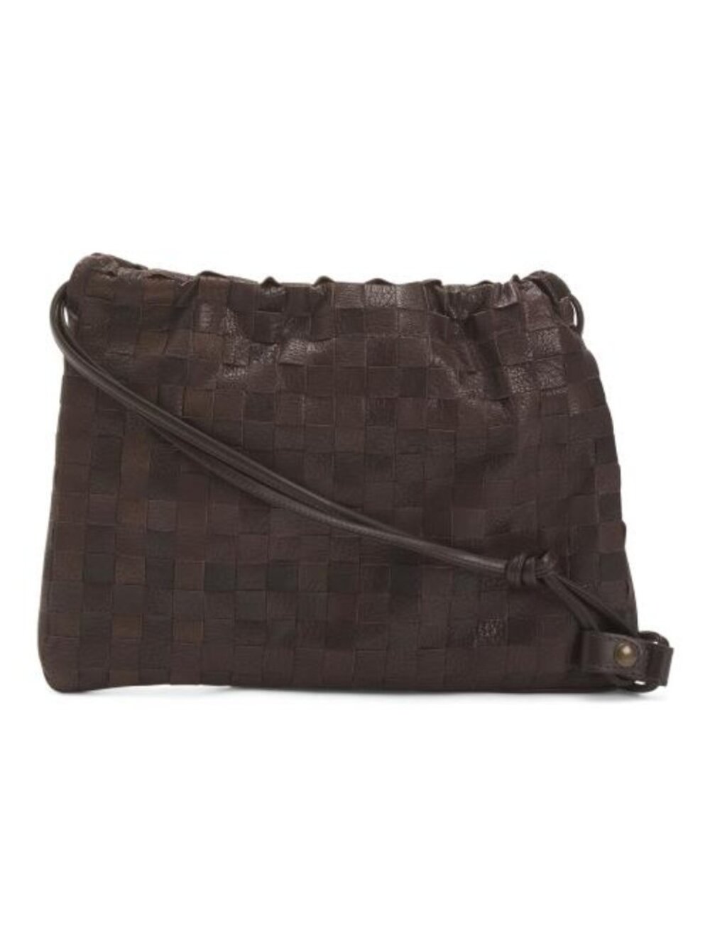 FALOR Made In Italy Leather Woven Mini Drawstring Pouch